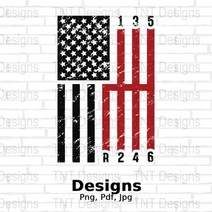 Engine Gear Shift Pattern USA American Flag Digital Png File, Instant Download, Patriotic Mechanic T-shirt Design, Car Horsepower Lovers PNG