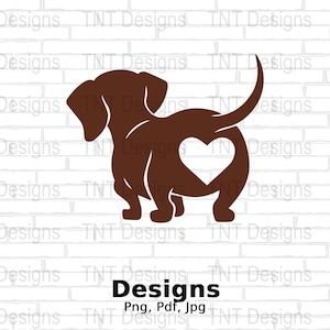 Dachshund Dog Heart Digital Png File, Instant Download, Dachshund Lovers T-shirt Design, Weiner Dog Shirt Png, Doxie Png, Weenie Mom Png