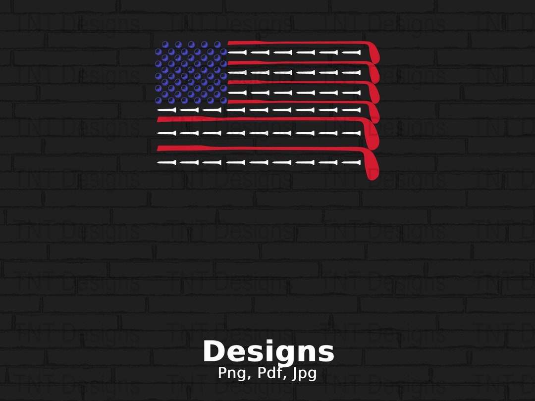 American Flag Golf Clubs, Balls and Tees Digital Png File, Instant