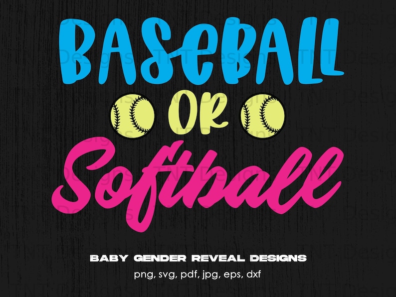 Baseball or Softball Gender Reveal Digital File Download Png Etsy