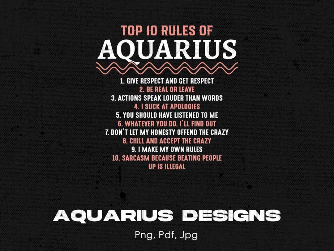 Aquarius Top Rules Digital Png File, Instant Download, Aquarius Zodiac
