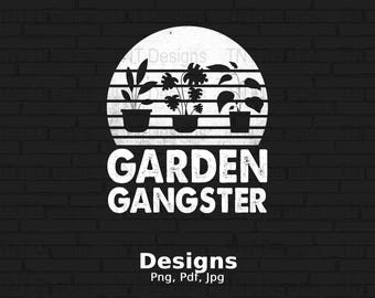 Archivo PNG digital de Garden Gangster, diseño de camiseta de jardinería vintage, regalo de jardinero PNG, amantes de la jardinería, amante de las plantas PNG, descarga instantánea