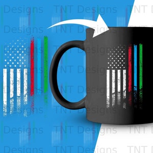 Red Blue Green Line American Flag Digital Png File, Instant Download, US Flag First Responders T-shirt Design, Patriotic Shirt Png, Mug Png image 3