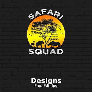 Safari Squad Sunset Digital Png File Download, African Family Vacation T-shirt Design, Safari Clipart, Safari Png, Zoo Animal Silhouette PNG