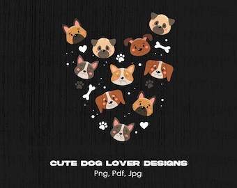 Dog Heart Pattern Digital Png File, Instant Download, Dogs Lover T-shirt Design, Dog Mom PNG, Dogs Png, Cute Dog Shirt PNG, Dog Owner Gift