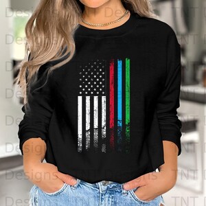 Red Blue Green Line American Flag Digital Png File, Instant Download, US Flag First Responders T-shirt Design, Patriotic Shirt Png, Mug Png image 4
