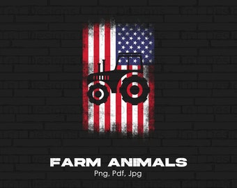 Amerikanische Flagge Traktor digitale Png-Datei, sofortiger Download, Vintage Traktor T-Shirt-Design, Bauernhof Traktor Png, US Farmer Shirt Png, Landwirtschaft PNG