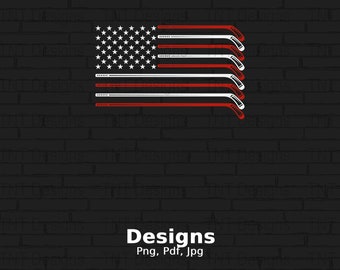 Hockey Sticks American Flag Digital Png File, Instant Download, Patriotic Hockey Player T-shirt Design, Hockey Shirt Png, US Flag Hockey Png