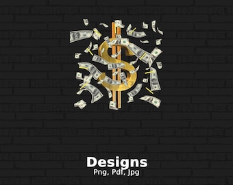 Dollars Digital Png File, Instant Download, Dollar Sign T-shirt Design, Money Shirt Png, Money Png, Money Clipart, Dollar Bill PNG, Cash Png