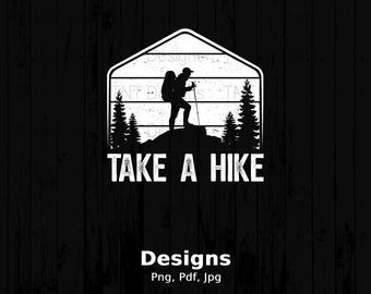 Archivo digital PNG de Take A Hike, diseño de camiseta de estilo retro de senderismo, senderismo vintage PNG, caminata por la naturaleza, excursionista, aventuras al aire libre, descarga instantánea