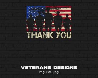 Thank You Veterans Digital Png File, Instant Download, Thank You Veterans T-shirt Design, Gift For Veterans Day, Patriotic Shirt Png