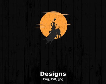 Sunset Bull Rider Digital Png File, Instant Download, Bull Riding T-shirt Design, Vintage Rodeo Shirt Png, Retro Western Style, Cowboy Png