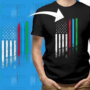 Red Blue Green Line American Flag Digital Png File, Instant Download, US Flag First Responders T-shirt Design, Patriotic Shirt Png, Mug Png image 2