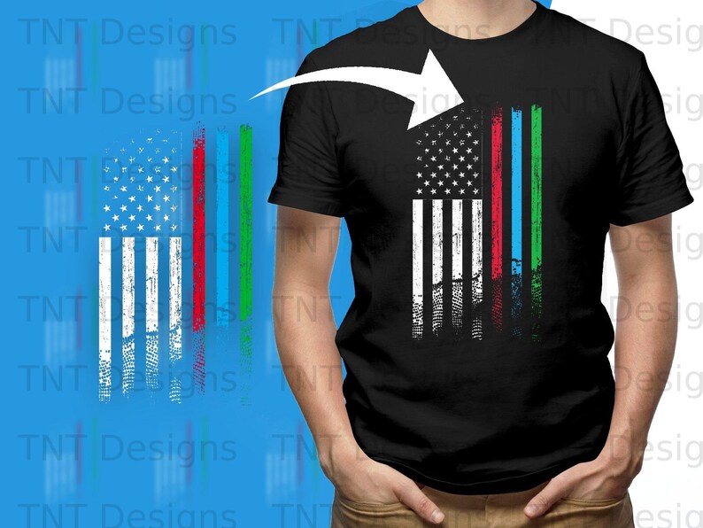 Red Blue Green Line American Flag Digital Png File, Instant Download, US Flag First Responders T-shirt Design, Patriotic Shirt Png, Mug Png image 2