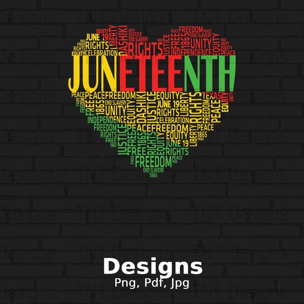 Juneteenth hart digitaal PNG-bestand, Instant Download, zwarte geschiedenis Afro-Amerikaanse Afrikaanse vrijheid tshirt ontwerp, zwarte vrijheid 1865 shirt PNG