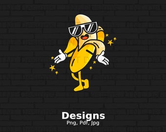Cool Banana Sunglasses Digital Png File Instant Download, Funny Banana Lover Tshirt Design, Fruit Png, Banana Shirt Png, Banana Art, Mug Png