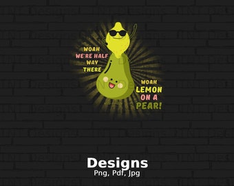 Citron på ett päron PNG: Rolig Foodie-lyrisk design (digital fil)