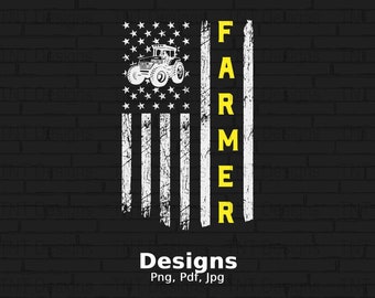 Farmer US Flag Tractor Digital Png File, Instant Download, 4th Of July Gift, Patriotic Farmer T-Shirt Design, American Farmer Png, Tractors