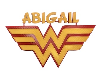 Personalized Wonder Woman Door Sign: 3D Printed Superhero Decor