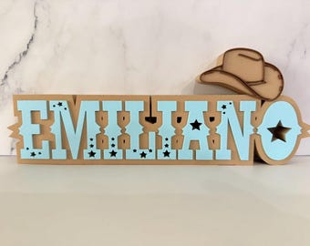 Personalized Cowboy Name Sign – 3D Printed Western Nursery Decor