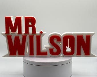 Custom Rock Music Name Sign – Personalized Guitar Teacher & Musician Desk Display