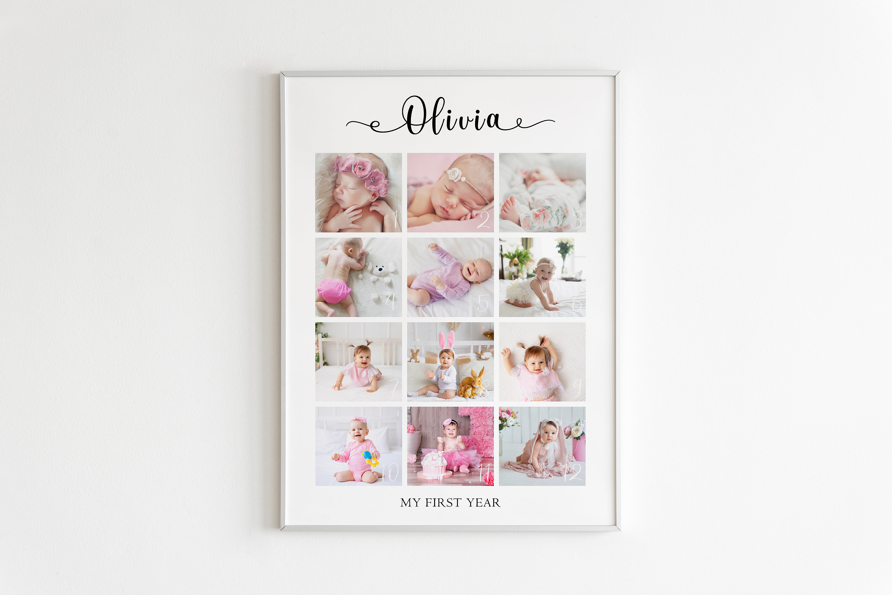 Personalized Baby First Year Collage, Custom Collage, Happy Birthday