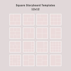 3 modelli di storyboard quadrati per Canva, 12x12, modelli di collage di foto, modelli di album fotografici personalizzati, layout di collage di foto quadrati