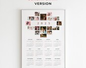 2025 Custom Photo calendar template for Canva, Photo collage, One page printable, Personalized photo collage, Custom Gift