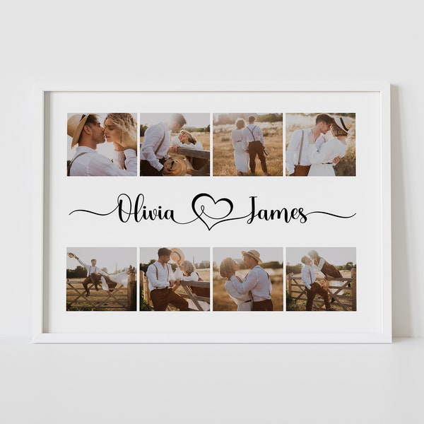 Personalized Love Couple Photo Collage, Custom Photo Collage, Anniversary Gift, Couple Gift, Engagement, Wedding Gift, Gift for Wife
