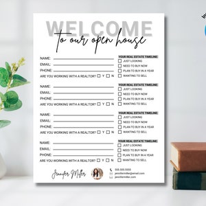 Open House Sign In Sheet, Open House, Real Estate Flyer, Sign In Sheet, Real Estate Agent, Realtor Open House, Welcome Sign, Sign Up Sheet