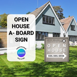 Real Estate Sign, Open House Sign, A Board Sign, Open House Directional, Real Estate Marketing, Yard Sign, For Sale, Real Estate Template