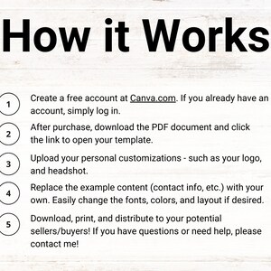May include: A five-step guide on how to use a template. The steps are numbered 1 through 5 and are listed in a white circle with a black outline. The text is black on a white background with a wood grain texture.