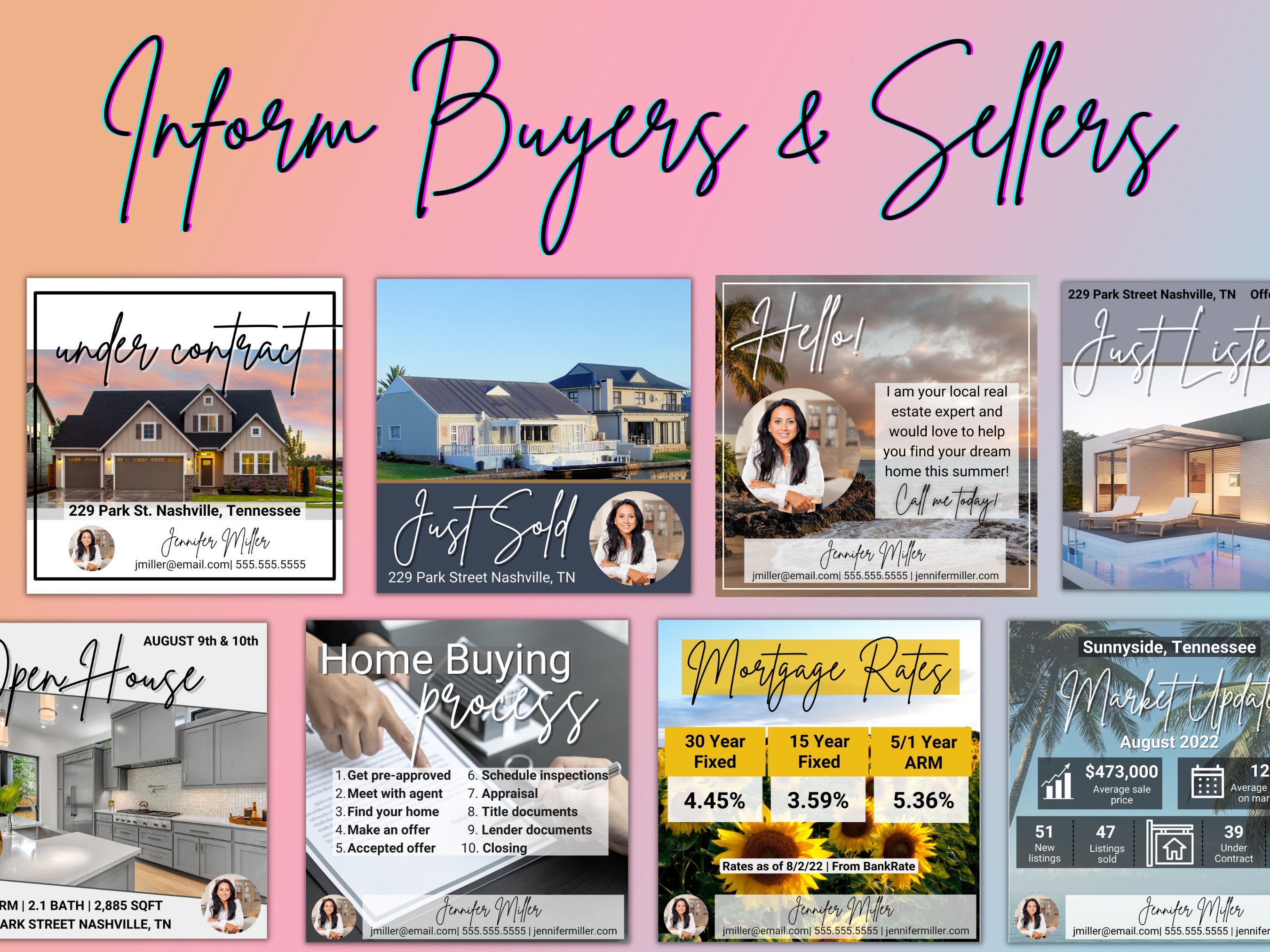 August Real Estate Social Media Real Estate Marketing Real Etsy