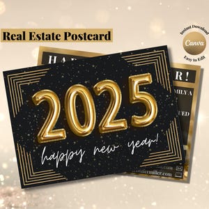 Immobilier Nouvel An, Immobilier 2025, Nouvel An dans l'immobilier, Carte de voeux de nouvel an pour agent immobilier, Modèle pour agence immobilière, Carte immobilière de bonne année