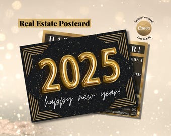 New Years Real Estate, 2025 Real Estate, Real Estate New Years, Realtor New Year Card, Real Estate Template, Happy New Year Real Estate Card