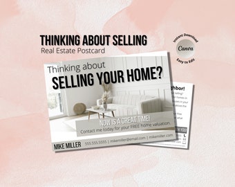Real Estate Postcard, Real Estate Pop By, Thinking About Selling, Real Estate Just Sold, Just Listed, Real Estate Template, Seller Postcard