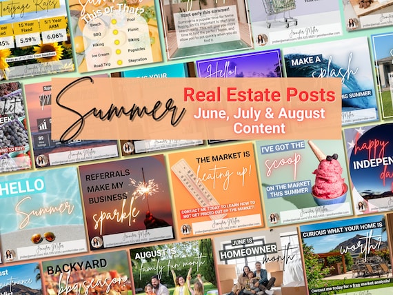 Summer Real Estate, Real Estate Marketing, Real Estate Summer, Real Estate Template, Real Estate Social Media, Realtor, July Real Estate