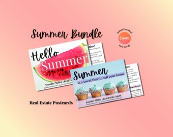 Summer Real Estate, Real Estate Summer, Real Estate Marketing, Summer Postcard, Realtor Postcard, Realtor Summer Marketing, June Real Estate