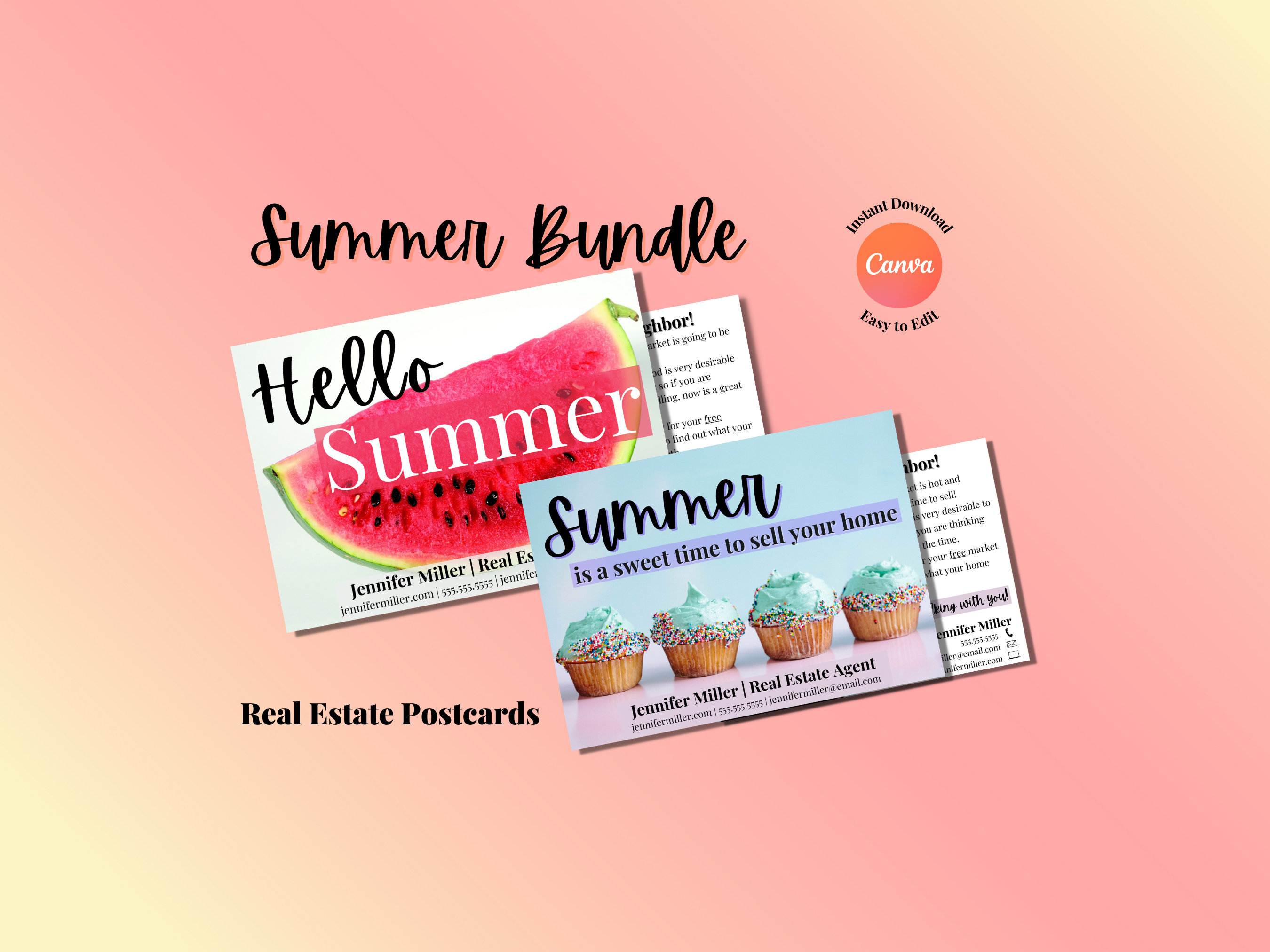 Summer Real Estate, Real Estate Summer, Real Estate Marketing, Summer Postcard, Realtor Postcard, Realtor Summer Marketing, June Real Estate