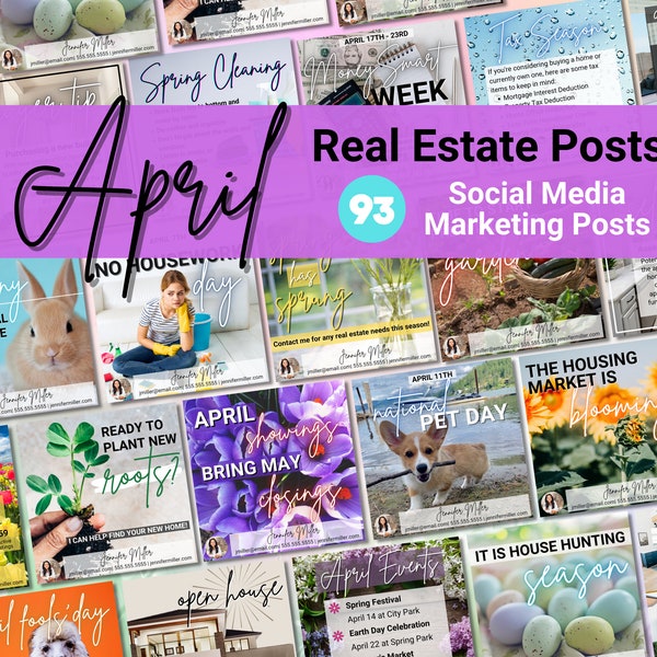 April Real Estate Social Media, Real Estate Marketing, Real Estate Templates, Real Estate April, Spring Real Estate, April Real Estate Posts