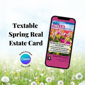 Frühlings-Immobilien-Karte,Immobilienmarketing,Frühlings-Immobilien,Immobilien-Vorlage,Immobilien-Karte,Immobilien-Postkarte, Frühling