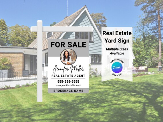 Real Estate Sign, Real Estate Logo, Real Estate Marketing, Real Estate Yard Sign, For Sale Sign, Real Estate Template, Realtor Business Card