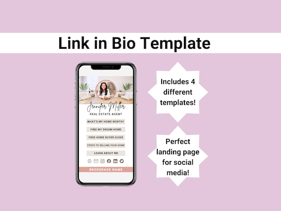 Link in Bio, Landing Page, Link in Bio Template, Real Estate Landing Page, Bio Link, Real Estate Template, Linktree, Linktree Template, Link