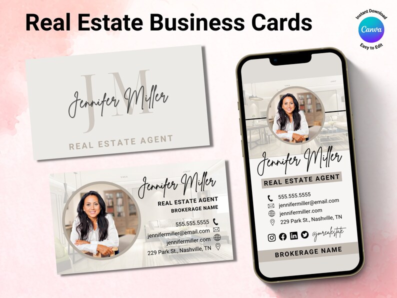 Digital Business Card Real Estate Marketing Real Estate Etsy