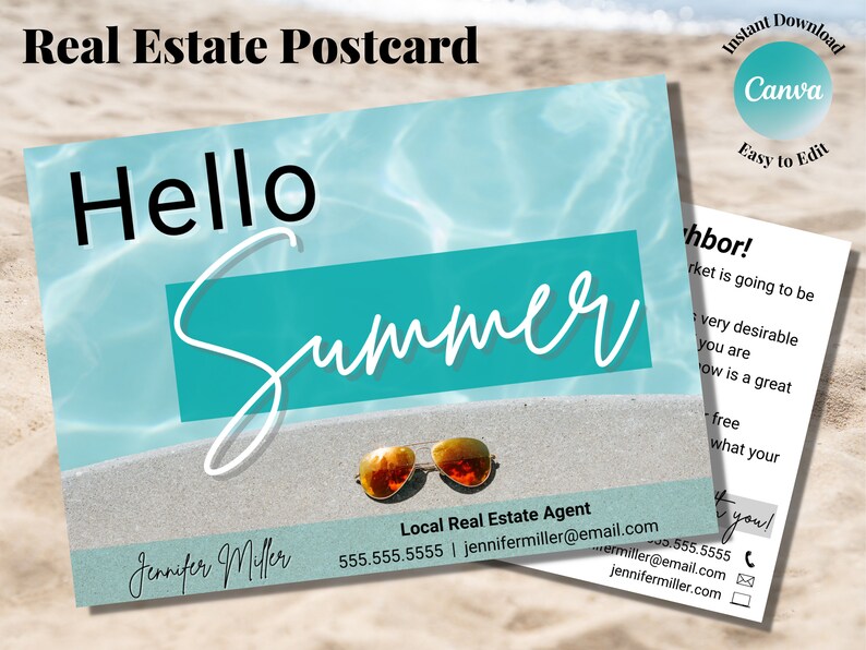 Real Estate Postcard Real Estate Marketing Summer Postcard - Etsy