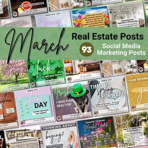 March Real Estate Social Media, Real Estate Marketing, Real Estate Templates, Real Estate March, Spring Real Estate, March Realtor Posts