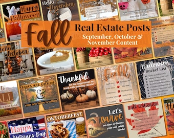 Real Estate Social Media Fall, Real Estate Marketing, Fall Real Estate, Realtor Marketing, Real Estate Fall, Social Media Templates, Realtor