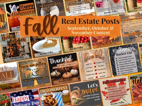 Real Estate Social Media Fall, Real Estate Marketing, Fall Real Estate, Realtor Marketing, Real Estate Fall, Social Media Templates, Realtor