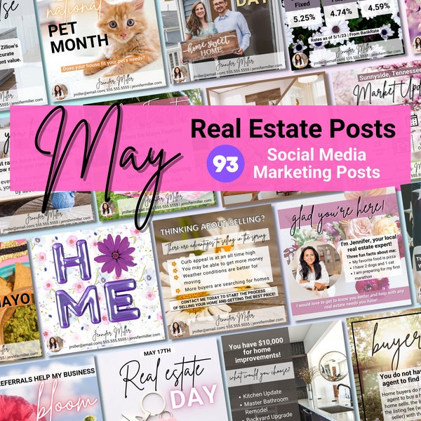 May Real Estate Social Media, Real Estate Marketing, Real Estate Templates, Real Estate May, Spring Real Estate, May Real Estate Posts