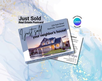 Just Sold Postcard, Real Estate, Just Listed Postcard, Just Sold Real Estate Postcard, Real Estate Marketing, Agent Postcard, Template